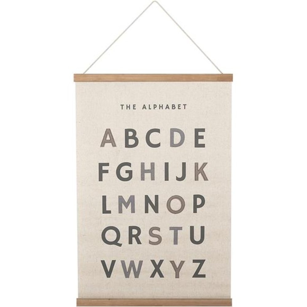 16 x 24 Inch Embroidered Alphabet Poster Framed with Wood Hanger